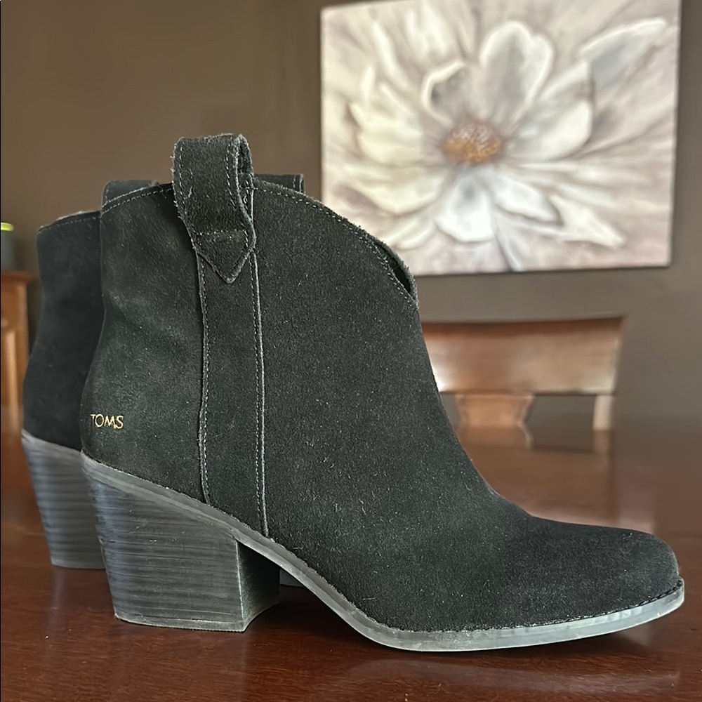 TOMS Black Suede Ankle Boots